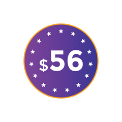 Monthly 56 Dollar price tag or sticker. fifty six dollars sales tag. shopping promotion marketing concept. sale promotion Price Sticker Design
