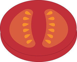 vector illustration of fresh tomato. red slice of vegetable