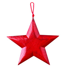 1 Roter Weihnachtsstern aus Holz und Hintergrund transparent