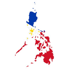 Fototapeta premium Philippines map and flag on the map, vector illustration