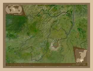 Pool, Republic of Congo. Low-res satellite. Labelled points of cities