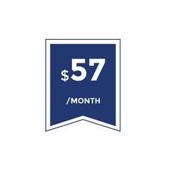 57 dollar price tag. 57$ dollar USD price symbol. price 57 Dollar sale banner in USD. Business or shopping promotion marketing concept
