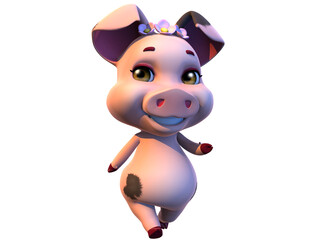 Naklejka premium pig cartoon 3D cute pose