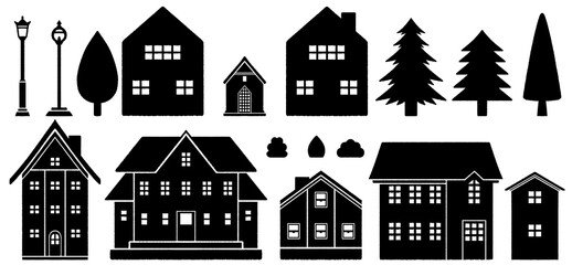 色々な家のシルエット