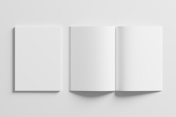 A4 A5 Magazine Brochure 3D Rendering White Blank Mockup
