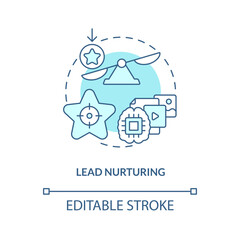 Lead nurturing turquoise concept icon. Make decision. Contacts management process abstract idea thin line illustration. Isolated outline drawing. Editable stroke. Arial, Myriad Pro-Bold fonts used