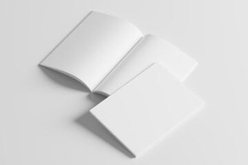 A4 A5 Magazine Brochure 3D Rendering White Blank Mockup