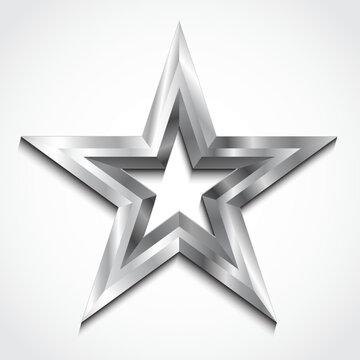 3d shiny realistic metal star / vector illustration