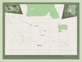Fototapeta premium Kasai, Democratic Republic of the Congo. OSM. Labelled points of cities
