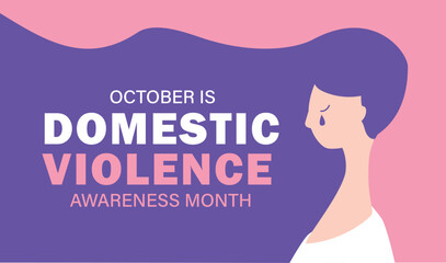 domestic violence awareness month, every october, vector illustration - obrazy, fototapety, plakaty