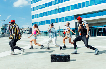 Group of hip hop dancers permorming their dance.