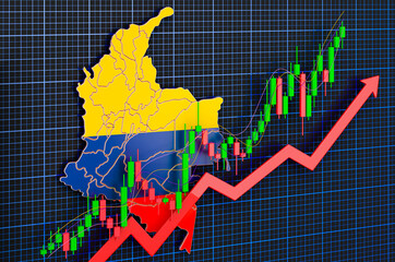 Economic growth in Colombia, uptrend market, concept. 3D rendering