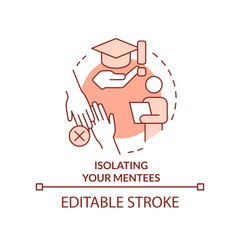 Isolating mentees terracotta concept icon. Ethical issue in mentoring abstract idea thin line illustration. Loneliness. Isolated outline drawing. Editable stroke. Arial, Myriad Pro-Bold fonts used