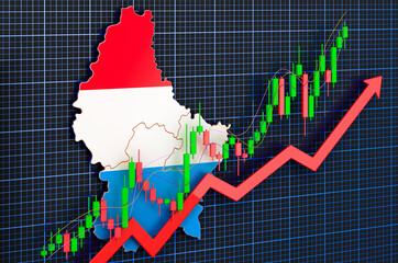 Economic growth in Luxembourg, uptrend market, concept. 3D rendering