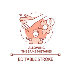 Allowing same mistakes terracotta concept icon. Toxic mentoring abstract idea thin line illustration. Mentee missteps. Isolated outline drawing. Editable stroke. Arial, Myriad Pro-Bold fonts used