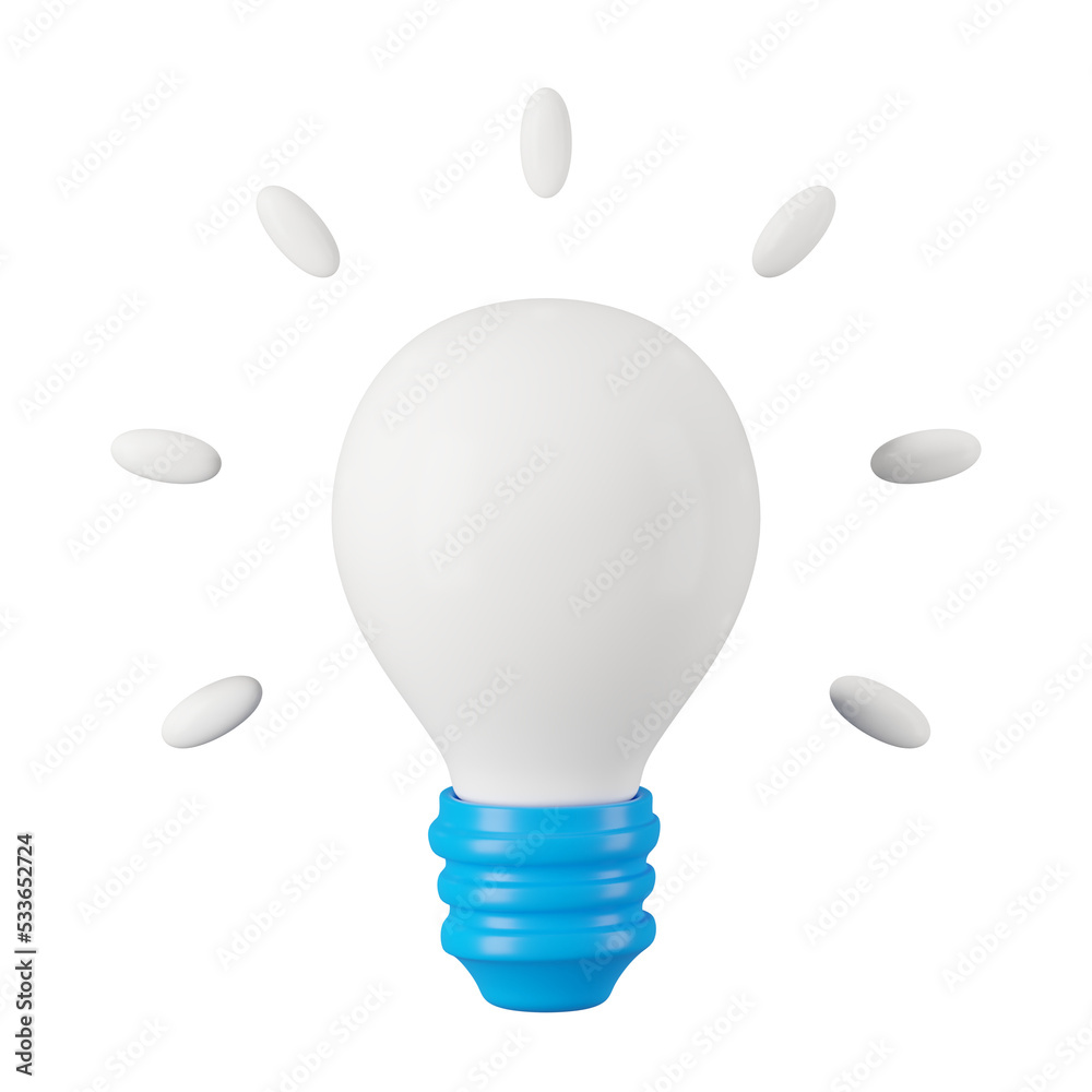 Poster 3d icon render of light bulb.
