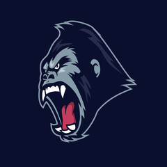 gorilla head mascot gaming logo illustration