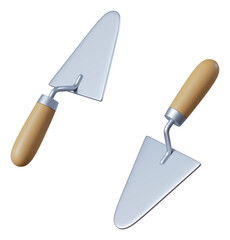 Putty knife set. 3d illustration of a work tool.