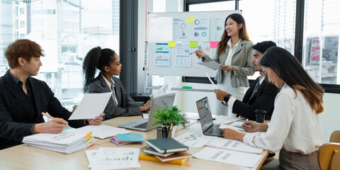 Business team Discussing and brainstorm idea about marketing at casual meeting room . Business...