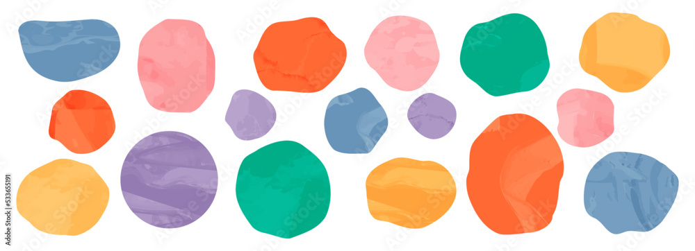 Poster irregular asymmetric organic stone shape collage. gem pebble with texture isolated vector elements. 