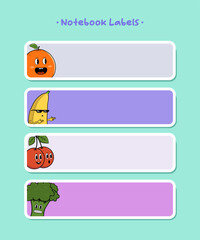 Fototapeta premium notebook label pack, cute icon illustration healthy food #01
