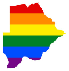 Botswana map with pride rainbow LGBT flag colors