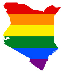 Kenya map with pride rainbow LGBT flag colors