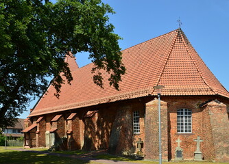Fototapeta na wymiar Historical Church in the Village Drakenburg at the River Weser, Lower Saxony
