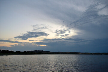 sunset over the lake