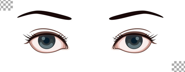 Eye illustration transparent background solid color woman round eye