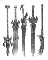 fantasy silver sword isolated on white background