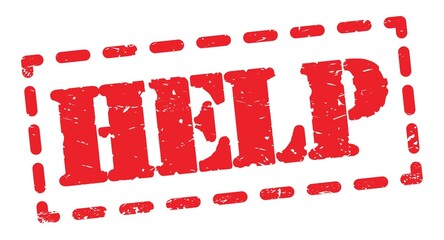 HELP text written on red stamp sign.