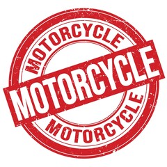 MOTORCYCLE text written on red round stamp sign