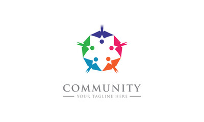 Abstract People symbol, togetherness and community concept design, creative hub, social connection icon, freedom community logo, template and logo set
