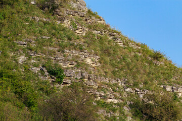The hilly nature of Eastern Europe. Background with copy space for text, toned