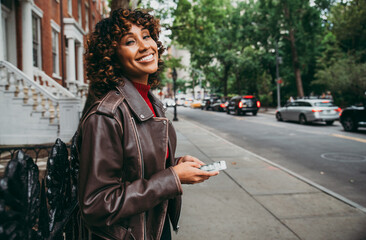 Beautiful girl walking in New york city, concept about new yorkers and lifestyle