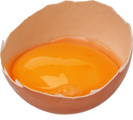 Brown raw eggs and one broken isolated on white background, close up