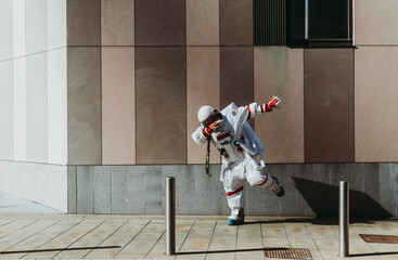 spaceman in a futuristic station