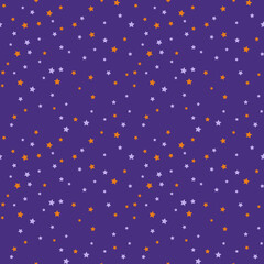 Halloween seamless pattern with stars. Beautiful vector background for Halloween design decoration. Cute art elements on a purple background.