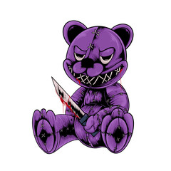 creepy teddy bear design illustration for t-shirt and print design