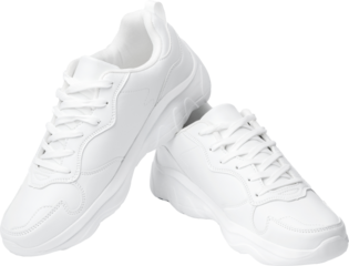 New pair of white sneakers isolated on white background