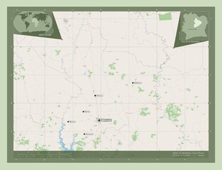 Vallee du Bandama, Cote d'Ivoire. OSM. Labelled points of cities