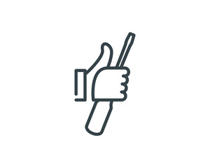 Vector hand like icon with tools, hardware and repairing logo template. Thumbs up sign background. Construction logo illustration with hand tools icon