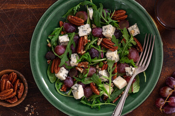 Blue cheese, grape and nuts salad