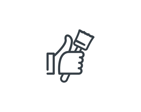 recommend clip art: Vector hand like icon with clean brush, art brush and coloring brush template. Thumbs up sign background. Brush logo illustration with hand like icon