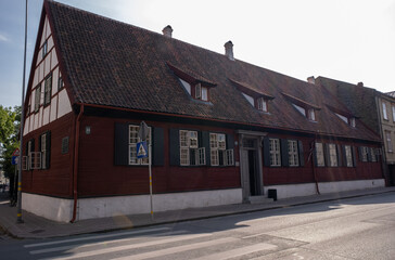 Liepaja, Latvia - August 18, 2022: Beautiful scenery of Liepaja town and surroundings in Latvia during a summer sunny day. Peter The Great house. Selective focus.