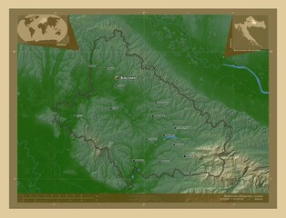 Bjelovarska-Bilogorska, Croatia. Physical. Labelled points of cities