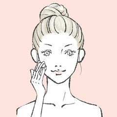 美容イメージ 手書きイラスト 11 ピンク背景	