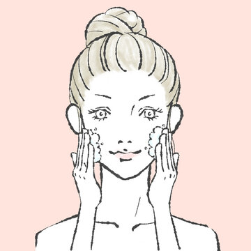 美容イメージ 手書きイラスト 12 ピンク背景	