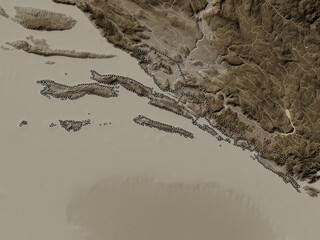 Dubrovacko-Neretvanska, Croatia. Sepia. No legend